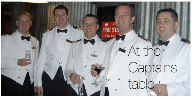 Author, second from left, preparing to greet the guests