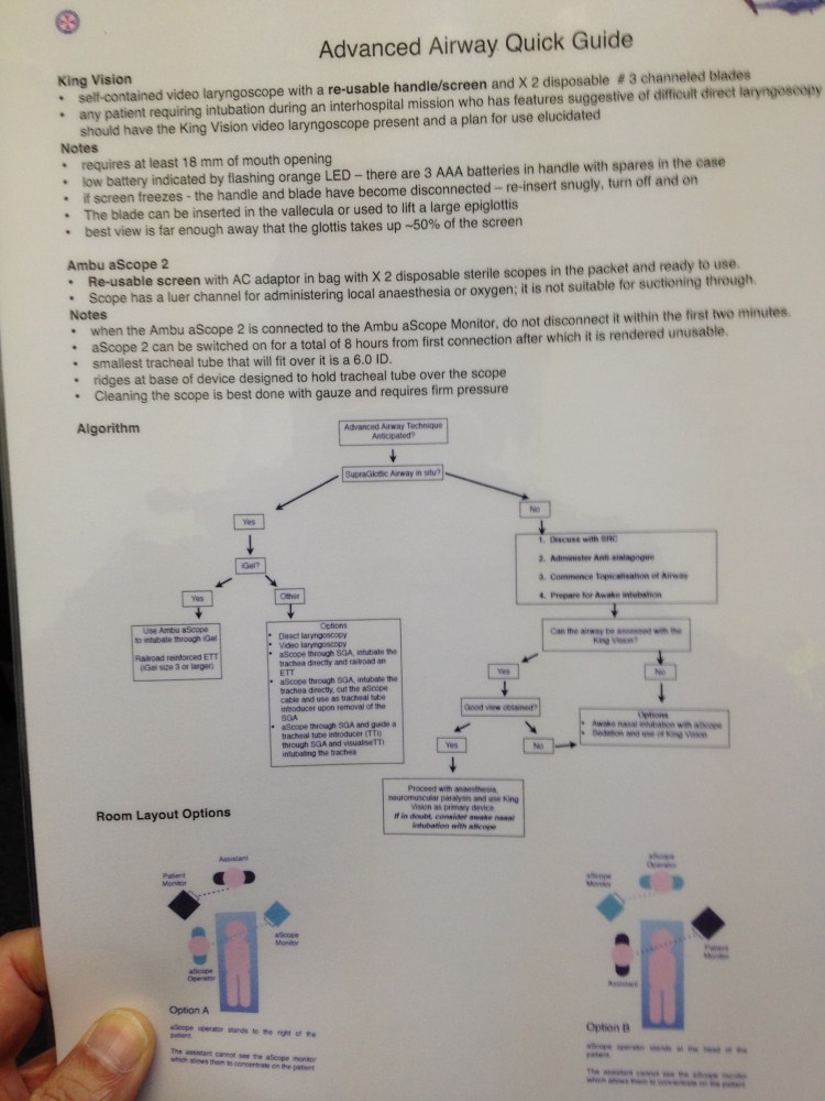 GSA HEMS Advanced airway reference card